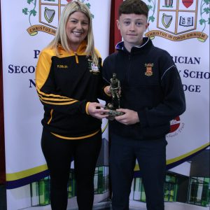 1st Year Soccer Award winner, Ross O'Hagan with Ms McBride