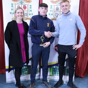 U16 Gaelic Award winner, Ben Loakman with Mr Reddy & Natalya Coyle