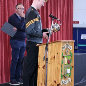 Senior Sports Star Award winner, Kevin Crowley gives his acceptance speech.