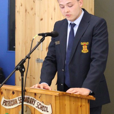School Captain, Cian Byrne delivers his speech