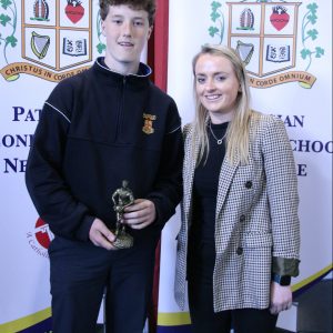 2nd Year Gaelic Award winner, Hugh Martin with Ms Maher